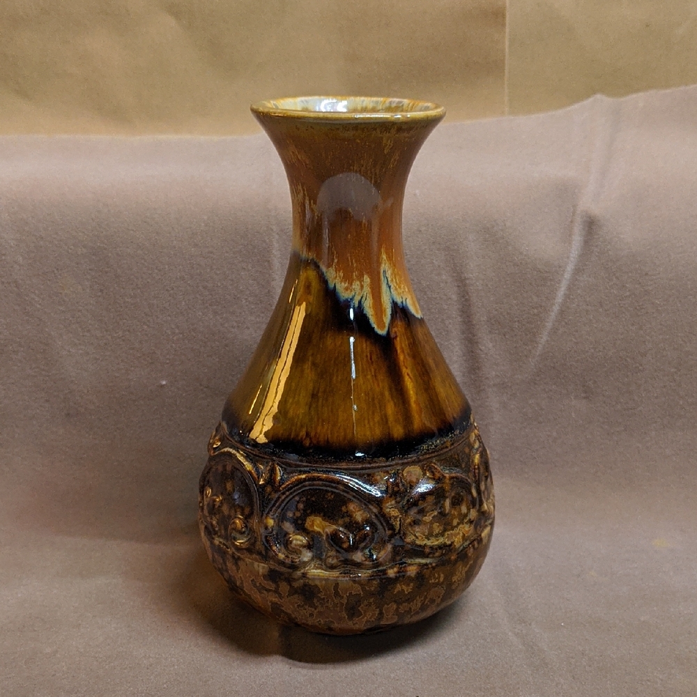 Hosley Vintage Pottery Drip Glaze Bud Vase